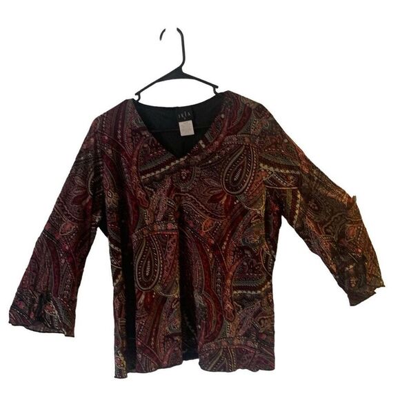 Pre Owned Women’s JKLA II Paisley Print Style Blouse Sz 18/20W Hippie Vibe - Picture 1 of 11
